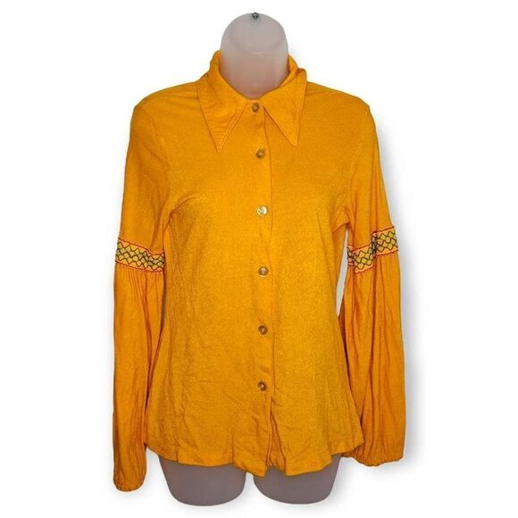 Vintage 1970s Bohemian Collared Blouse - Picture 1 of 8